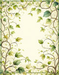 Green Vine Scroll Patterned Art Rug