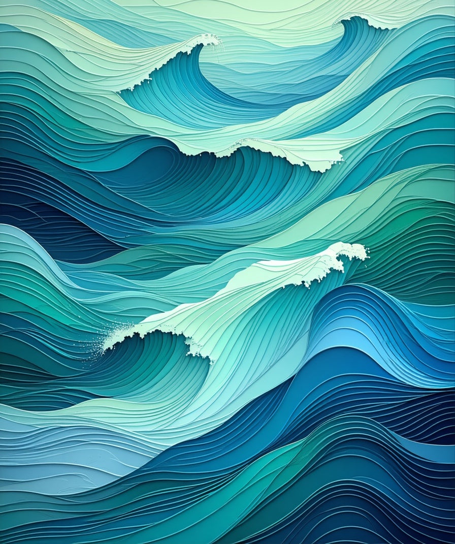 Gradient Ocean Wave Abstract Design Rug