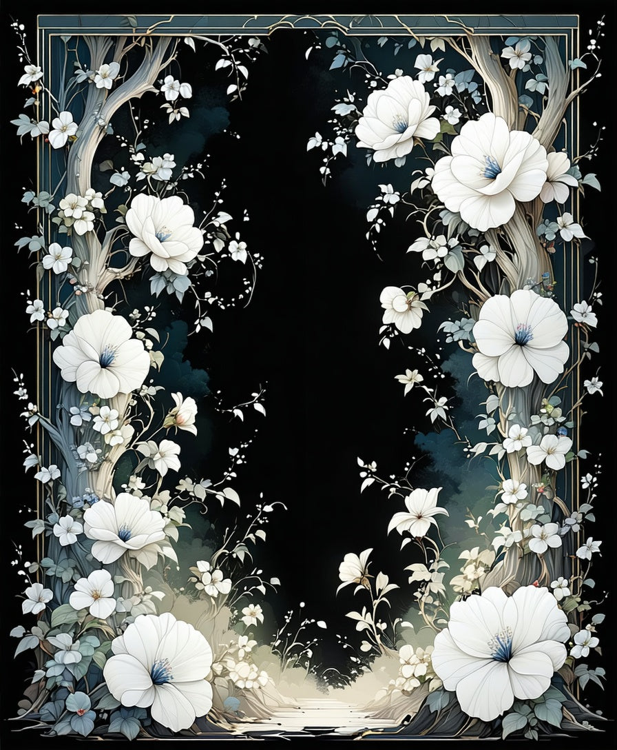 Whimsical Floral Tree Patterned Rug