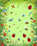 Whimsical Garden Bugs Blossoms Rug