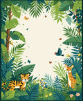 Jungle Animals Lush Foliage Design Rug