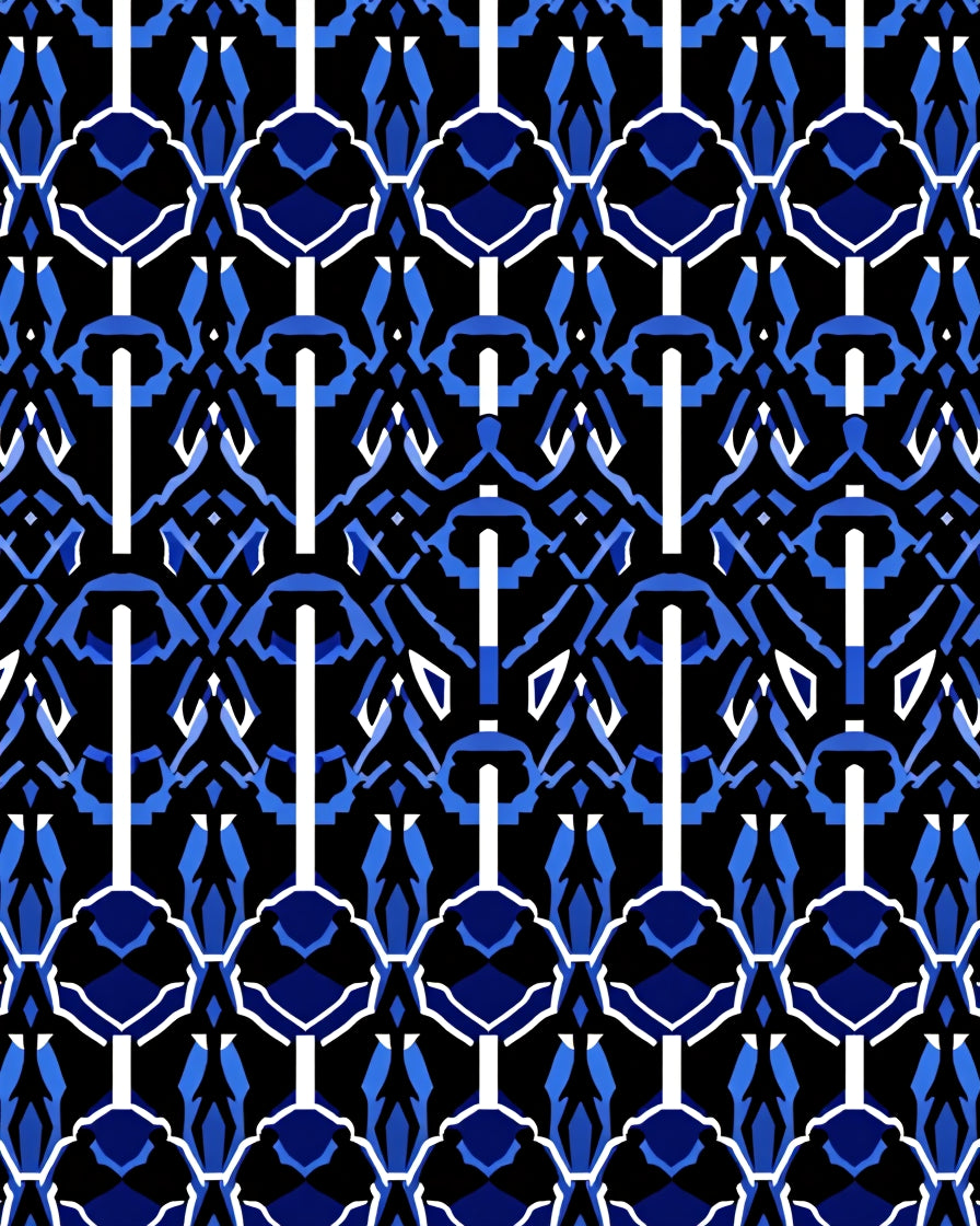 Abstract Royal Blue Geometric Pattern Rug
