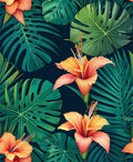 Tropical Hibiscus Leaves Pattern Rug