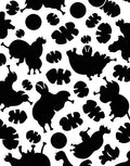 Playful Animal Silhouette Leaf Pattern Rug