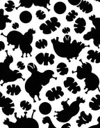 Playful Animal Silhouette Leaf Pattern Rug