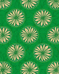 Green Floral Circles Pattern Rug