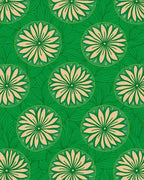 Green Floral Circles Pattern Rug