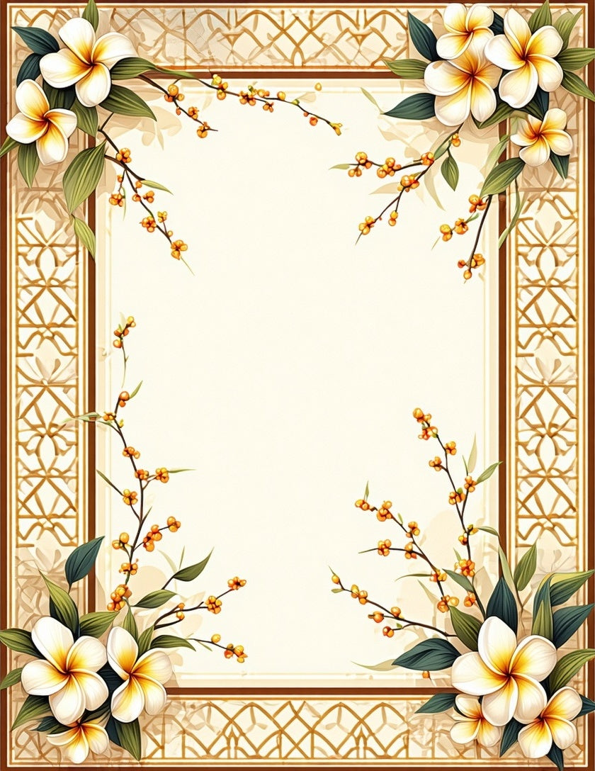 Warm Floral Border With Geometric Accent Rug