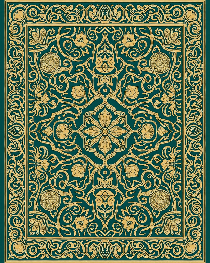 Intricate Floral Art Nouveau Rug