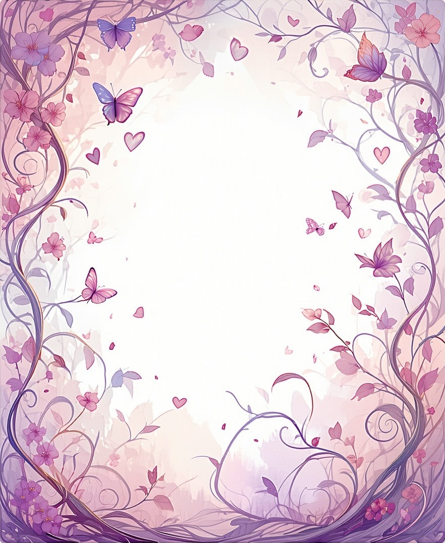 Fantasy Floral Vine Butterfly Pattern Rug