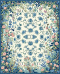 Floral Meadow Garden Blue Cream Rug