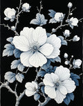 Elegant White Floral Branches Pattern Rug