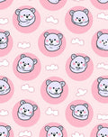 Cute Purple Bear With Clouds Pattern Rug