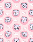 Cute Purple Bear With Clouds Pattern Rug