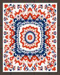 Red Navy Mandala Blooming Pattern Rug