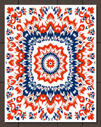 Red Navy Mandala Blooming Pattern Rug