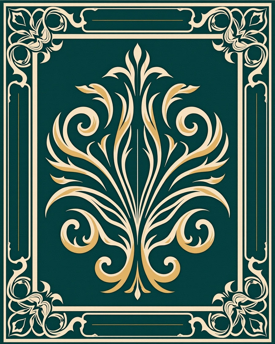 Elegant Cream Golden Floral Vines Rug