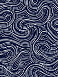 Navy White Abstract Swirl Flow Rug