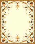 Ornate Golden Floral Vine Design Rug