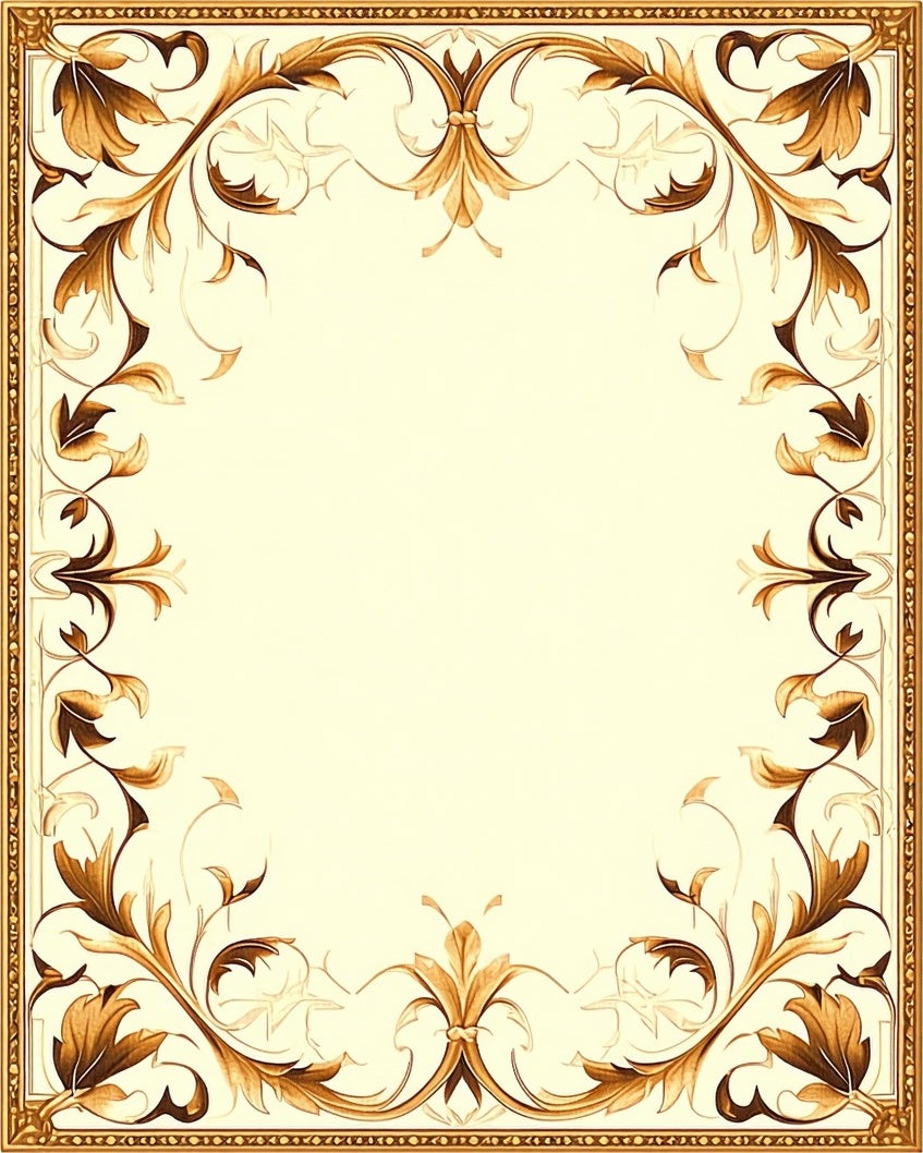 Ornate Golden Floral Vine Design Rug