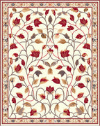 Ornate Red Gold Floral Design Rug