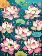 Vibrant Pink Lotus Flower Pattern Rug