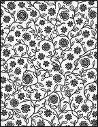 Vine and Floral Black White Pattern Rug