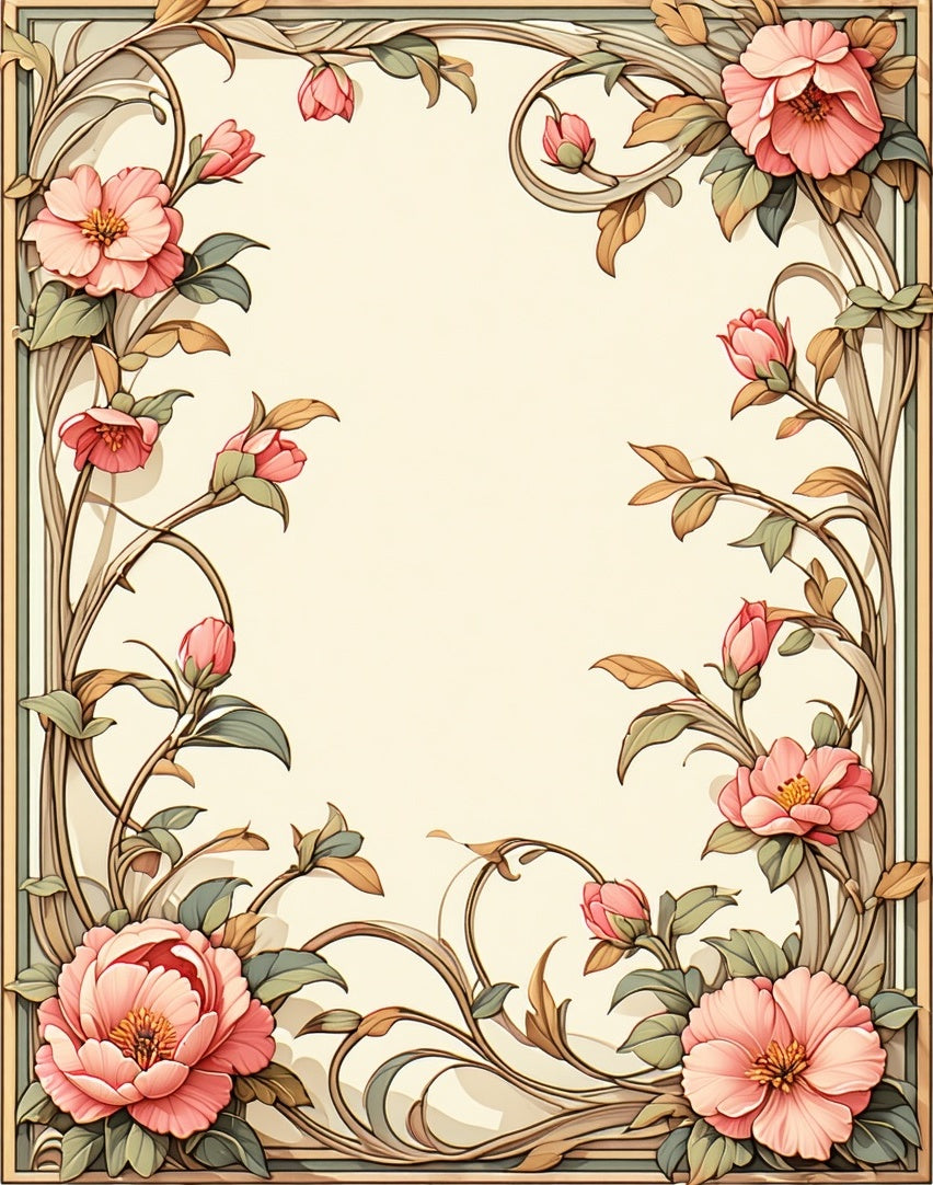 Art Nouveau Floral Pink Petal Design Rug
