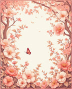Pink Blossoms and Butterfly Garden Rug