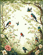 Whimsical Birds Blooming Branches Design Rug