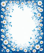 Floral Vines White Daisy Pattern Rug