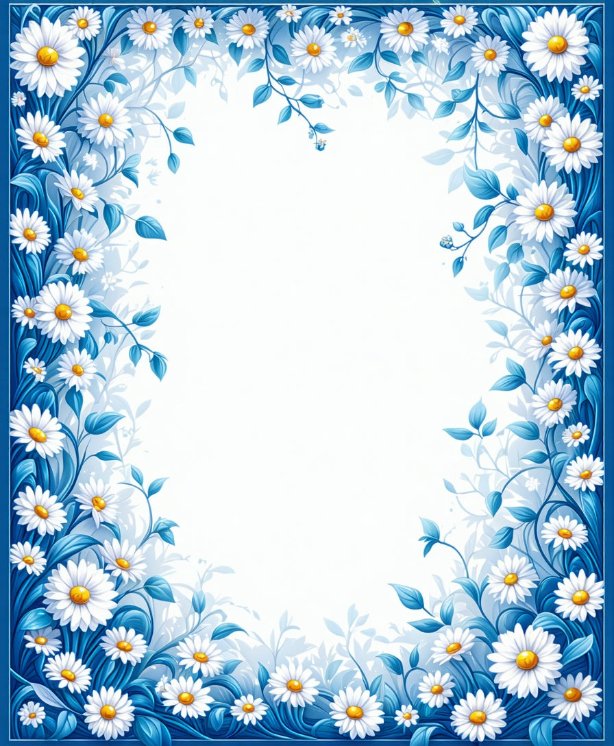 Floral Vines White Daisy Pattern Rug