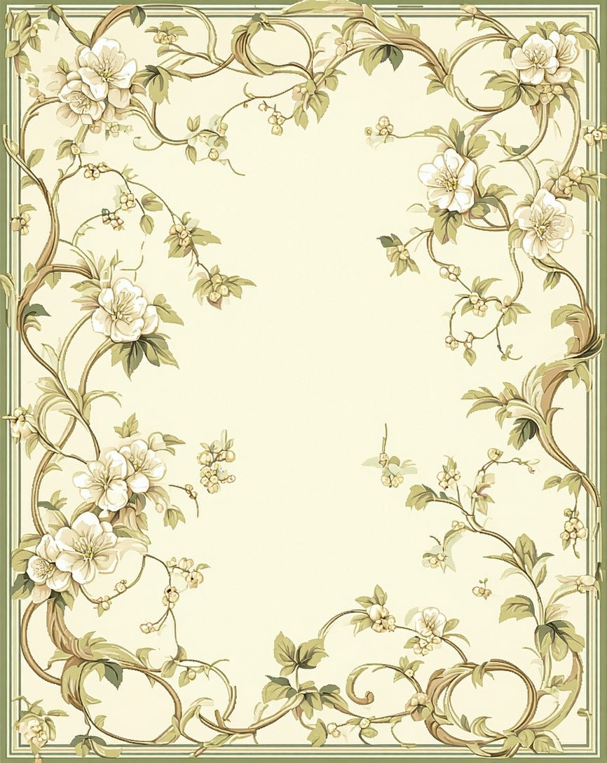 Vintage Floral Vine Botanical Design Rug