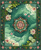 Emerald Floral Mandala Patterned Rug