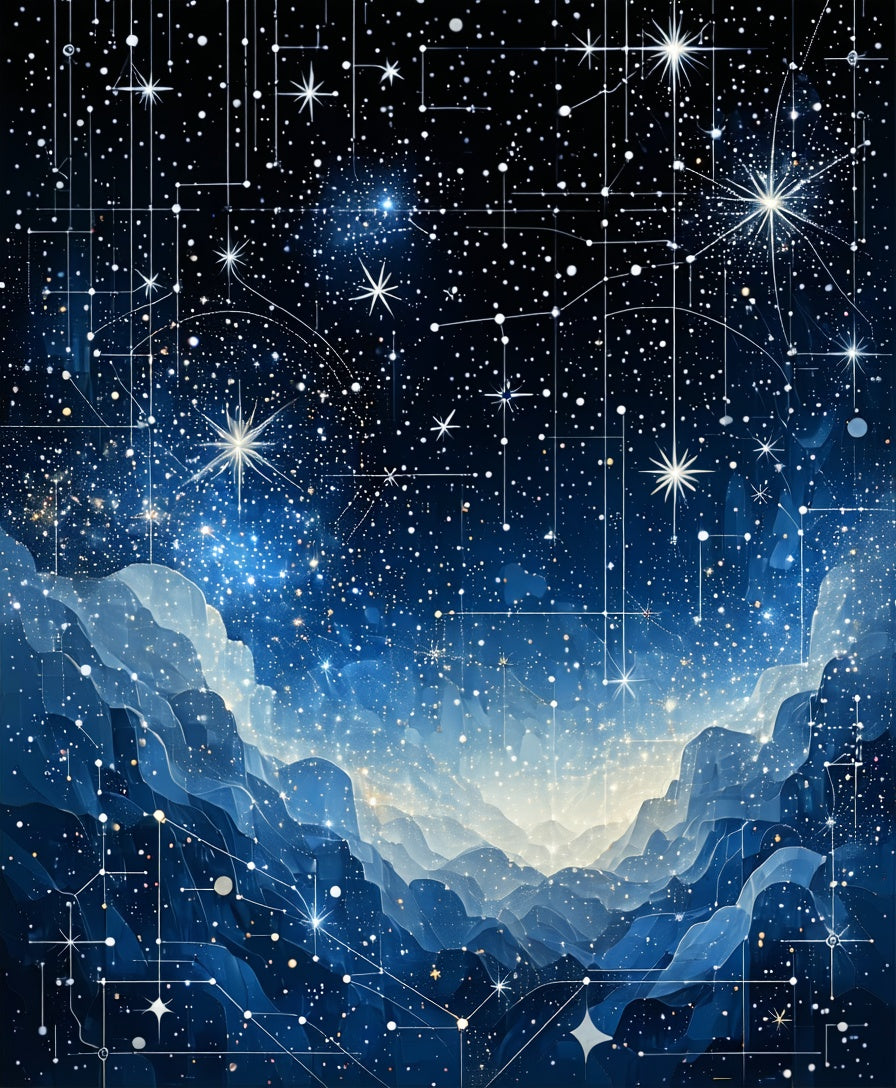 Cosmic Blue Starry Network Landscape Rug