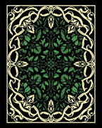 Elegant Emerald Leaf Scroll Mandala Rug