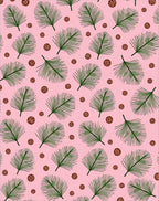 Pink Green Fern Floral Scatter Rug