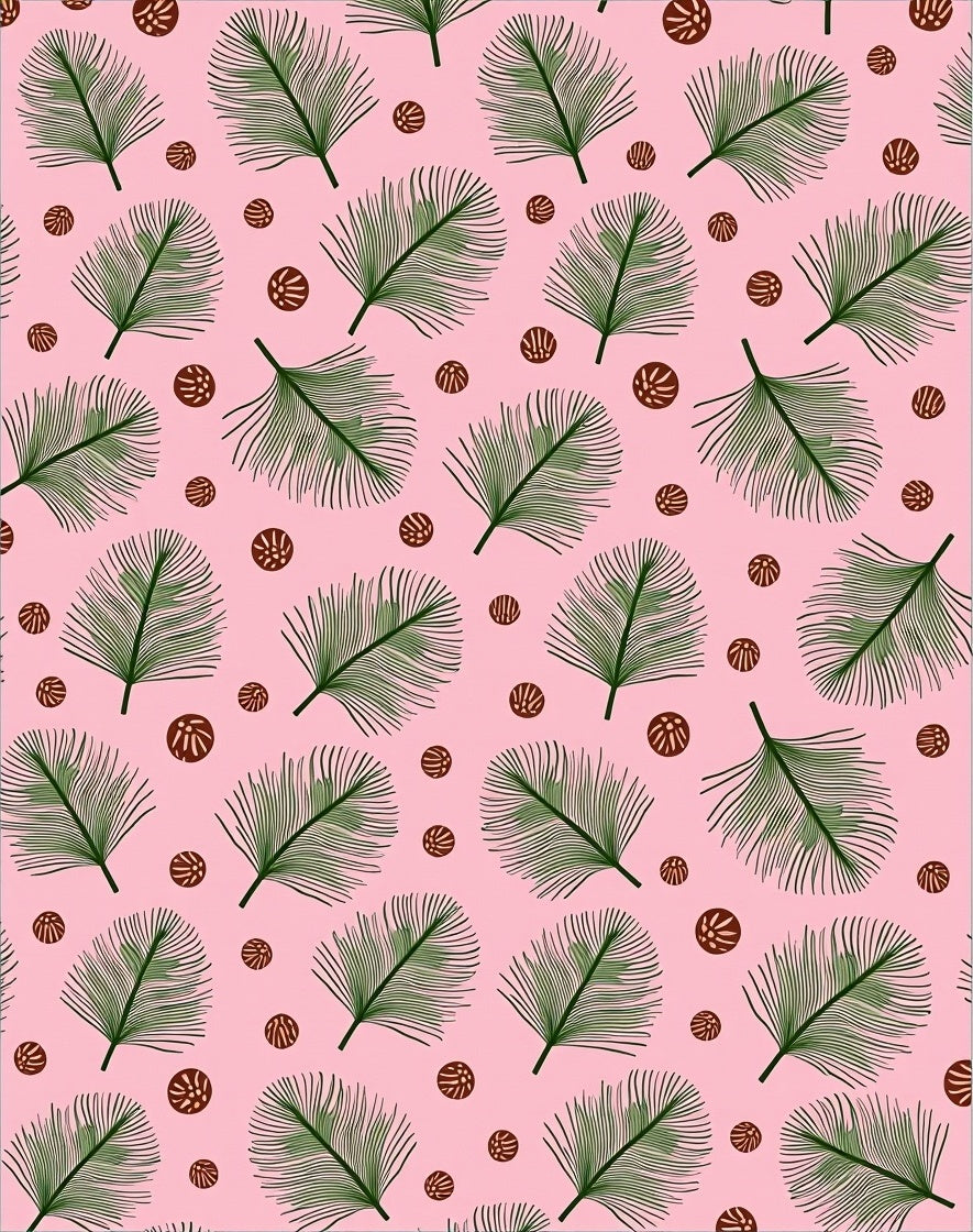 Pink Green Fern Floral Scatter Rug