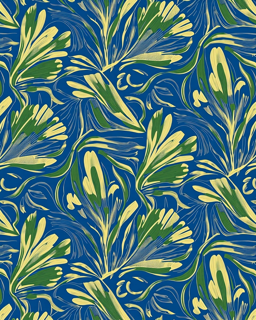 Abstract Green Yellow Floral Pattern Rug