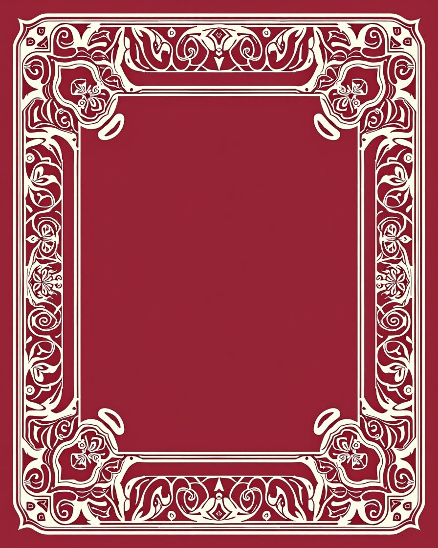 Intricate Floral Scrollwork Border Design Rug
