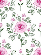 Pink Floral Sketch With Butterflies Rug