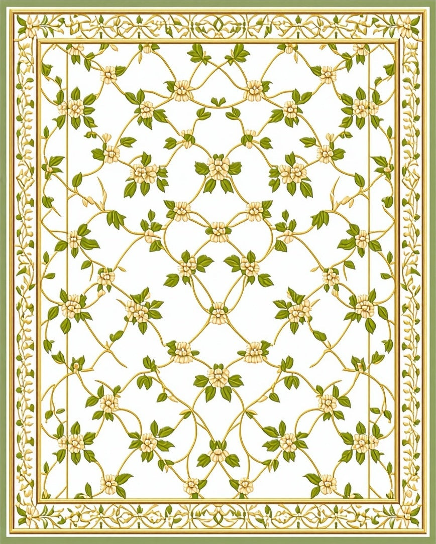 Elegant Floral Lattice Design Rug