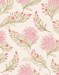 Delicate Pink Floral Line Art Pattern Rug