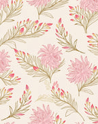 Delicate Pink Floral Line Art Pattern Rug