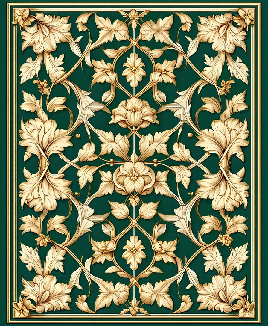 Ornate Floral Vine Pattern Rug
