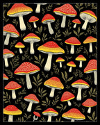 Red Yellow Mushroom Pattern Rug