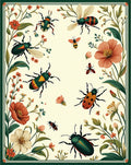 Whimsical Insects Floral Print Rug