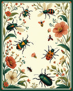 Whimsical Insects Floral Print Rug