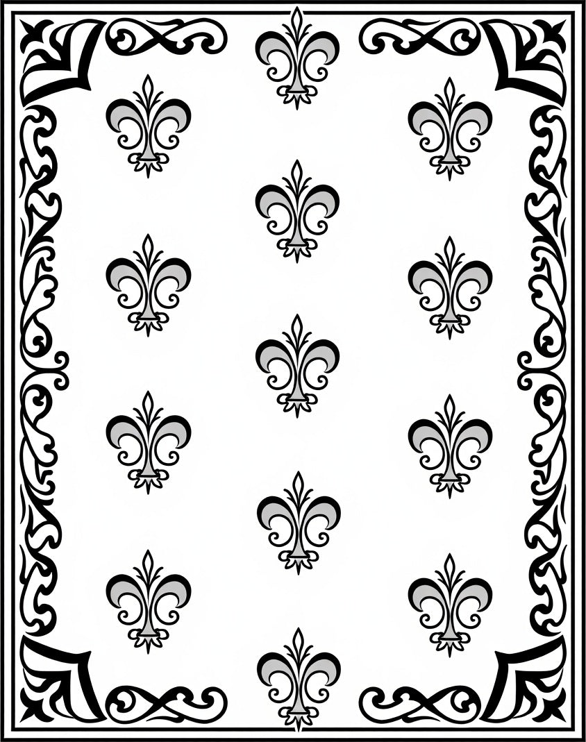 Classic Fleur-de-lis Border Pattern Rug