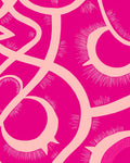 Bold Pink Abstract Swirl Pattern Rug